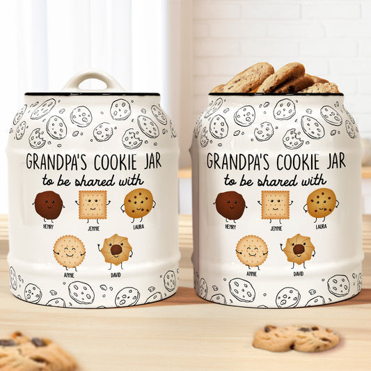 Father's Day Gifts, Grandpa & Grandma's Cookie Jar To Be Shared With Kids - Personalized Cookie Jar