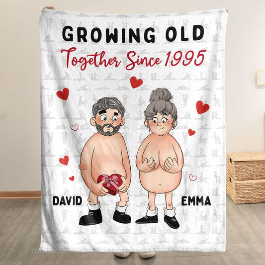 Growing Old Together Since Naughty Couple - Personalized Blanket