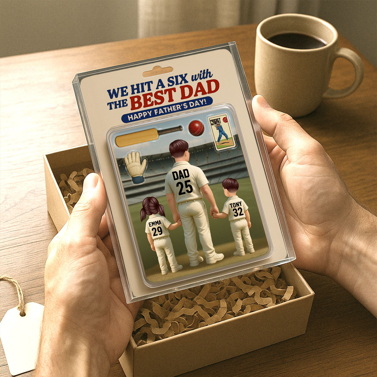 Hit A Six With The Best Dad Cricket Dad - Personalized Acrylic Block Plaque -  Gift