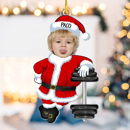 Gym Lovers In Santa Costumes - Personalized Acrylic Photo Ornament