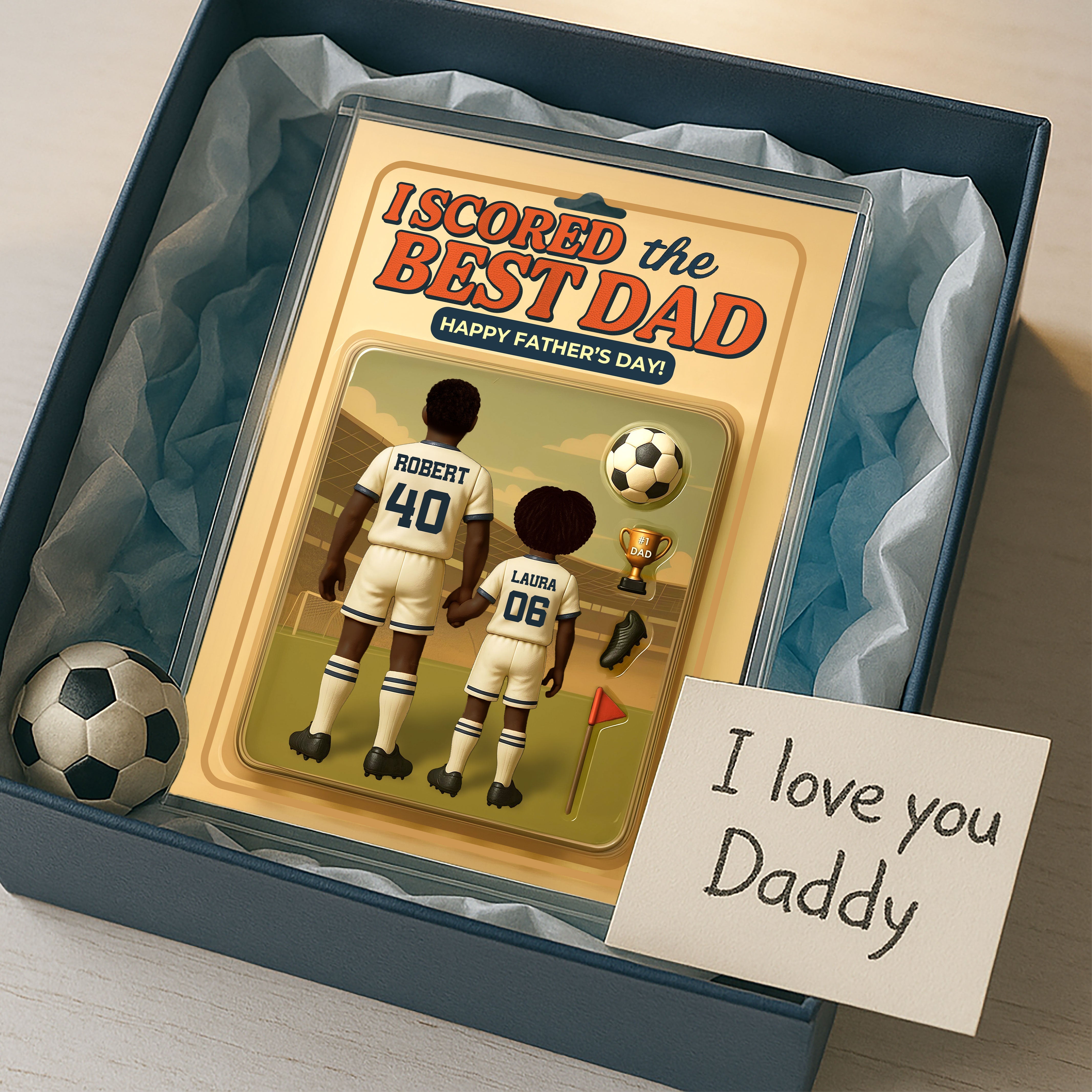 I Scored The Best Dad Soccer Custom Figure Personalized Acrylic Block Plaque,  Gift for Dad, Gift for Husband