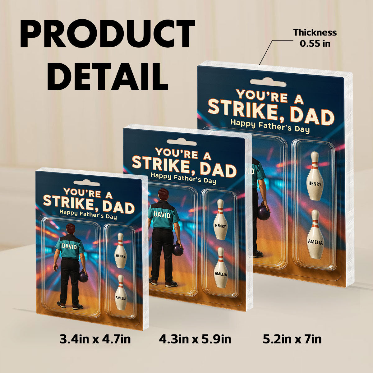 You're A Strike Dad With Kids' Names Custom Figure Personalized Acrylic Block Plaque, Unique  Gift For Him, For Dad, For Bowling Lover