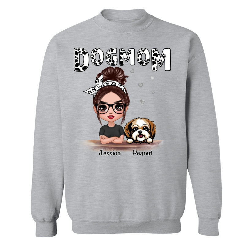 Doll Dog Mom Paw Pattern Personalized Shirt