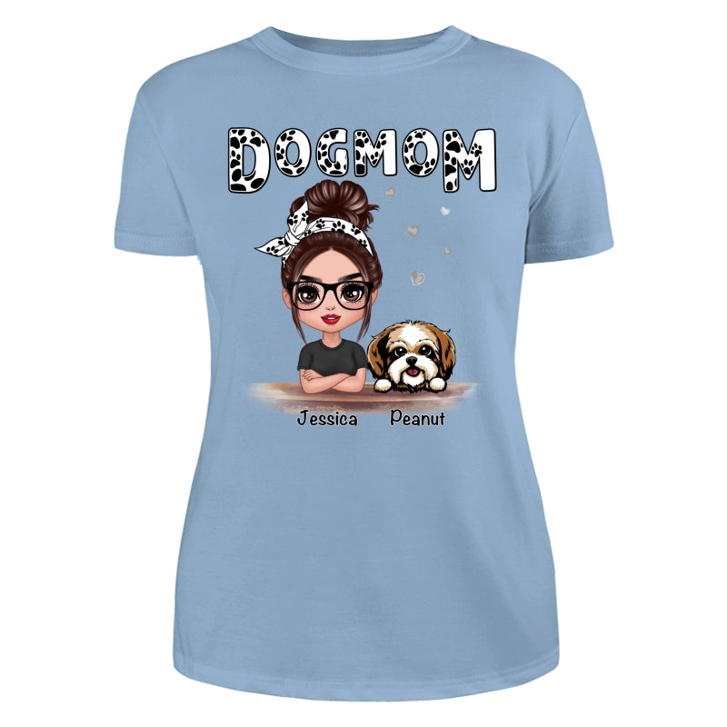 Doll Dog Mom Paw Pattern Personalized Shirt