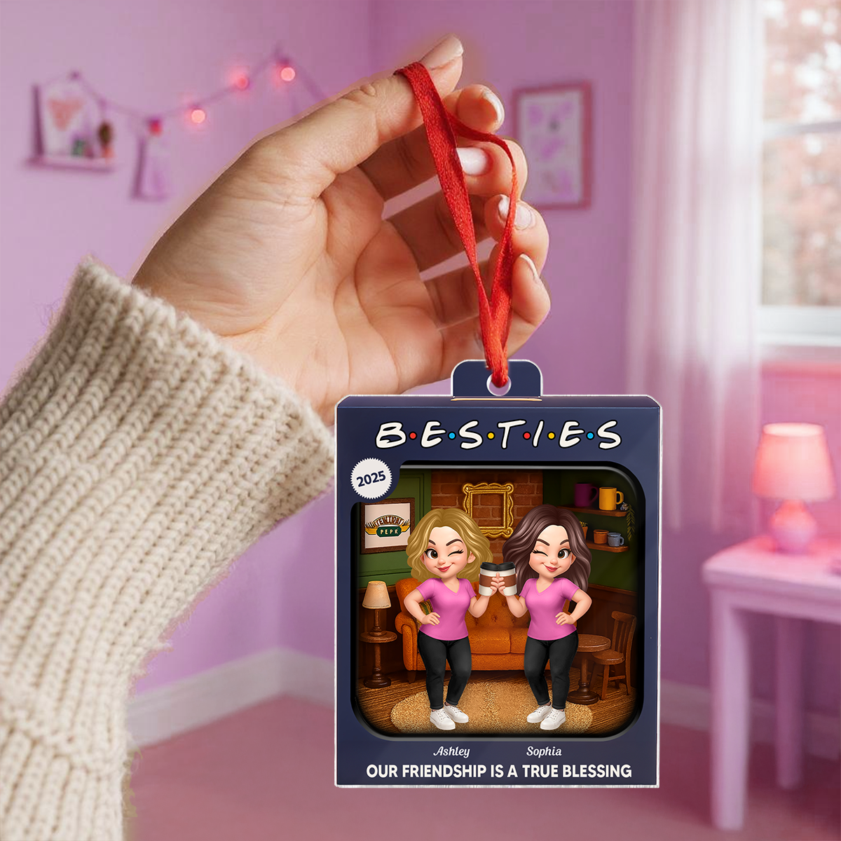 Besties Forever Toy Box Style - Personalized Acrylic Ornament - Christmas Gift For Friends