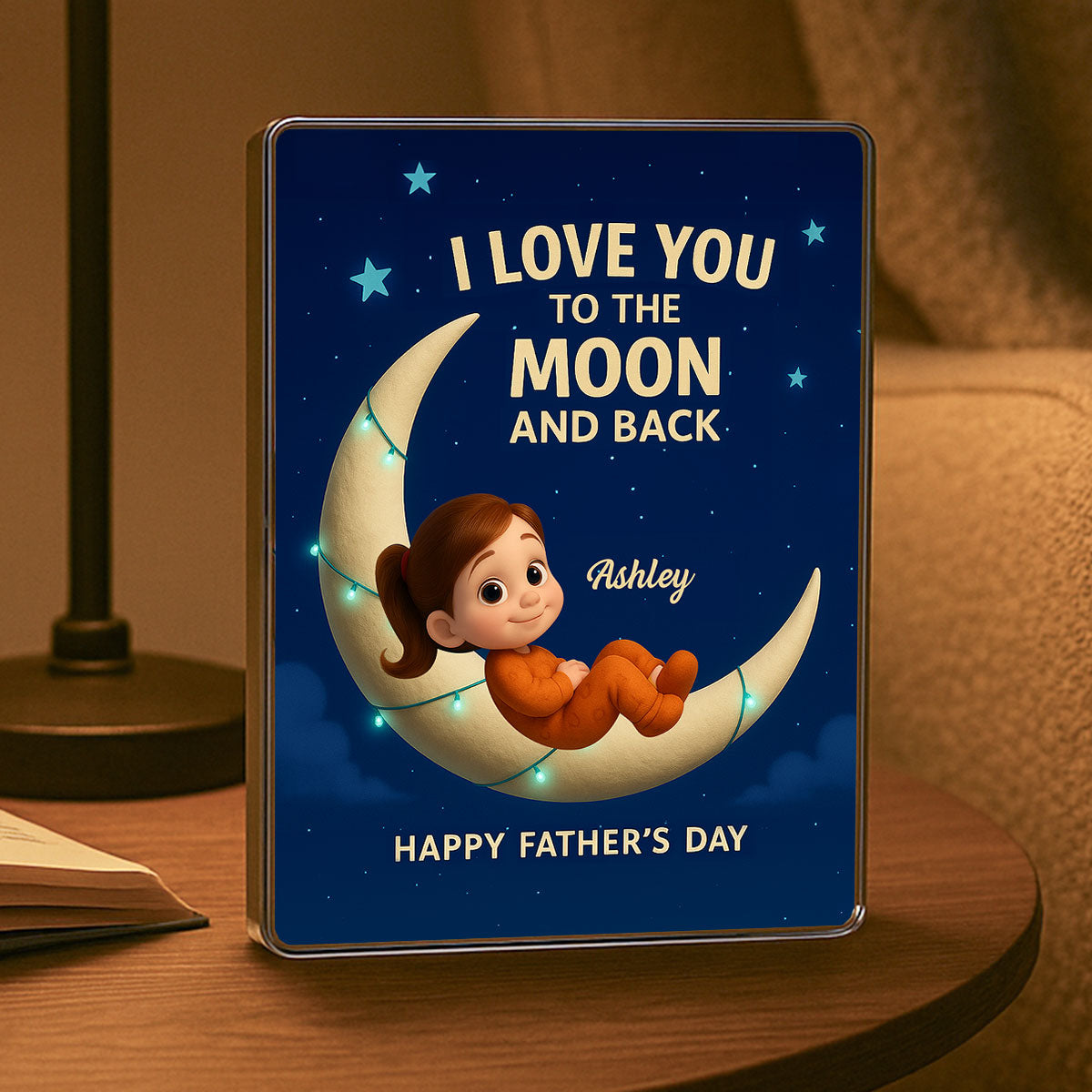 I Love You to the Moon and Back Personalized Acrylic Block Plaque,  Gift for Dad