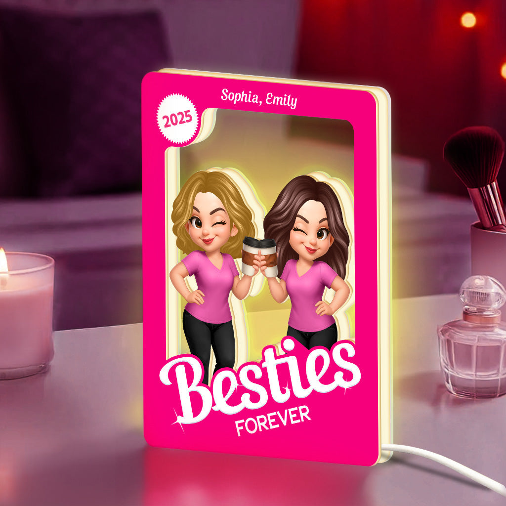 Besties Partners In Crime Pink Toy Box Style - Personalized Light Box - Gift For Best Friends