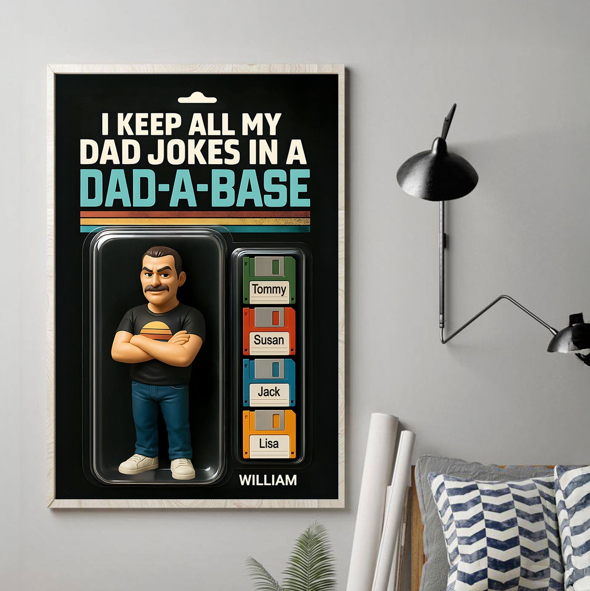I Keep All My Dad Jokes in a Dad-a-base Custom Action Figure Personalized Poster, Funny Father's Day Gift for Dad