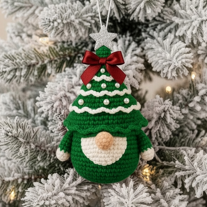 Handmade Christmas Gnome Set - Crochet Ornament