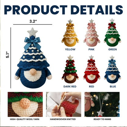 Handmade Christmas Gnome Set - Personalized Crochet Ornament