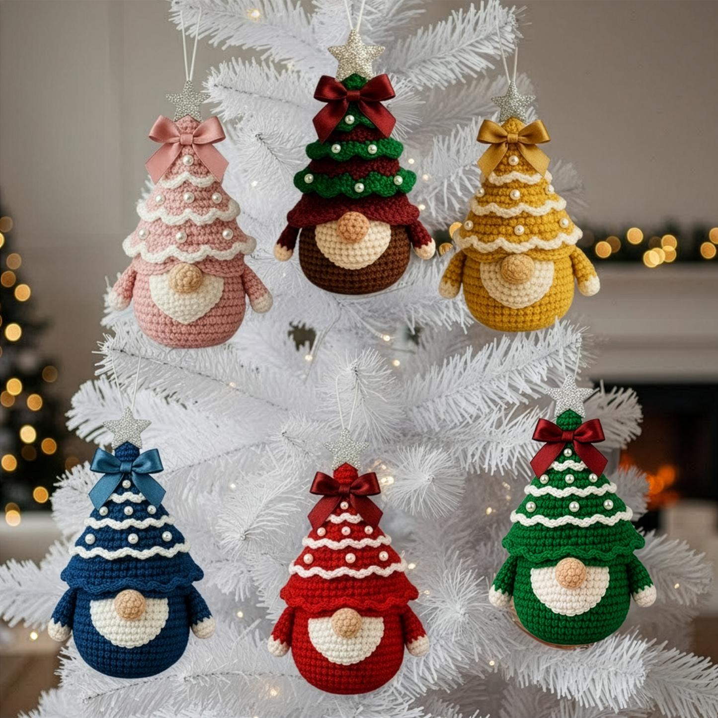 Handmade Christmas Gnome Set - Crochet Ornament