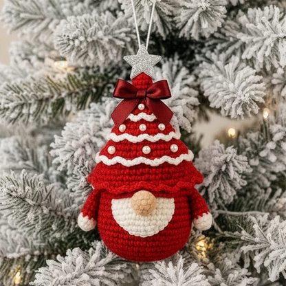 Handmade Christmas Gnome Set - Crochet Ornament