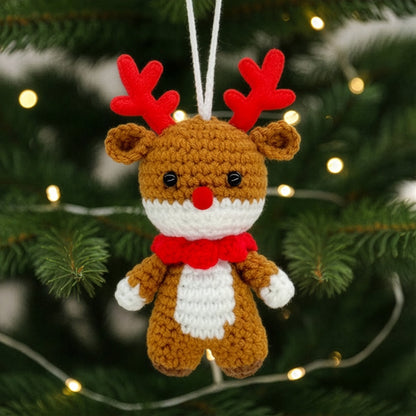 Handmade Cute Santa Claus Reindeer Snowman Christmas Bell - Crochet Ornament