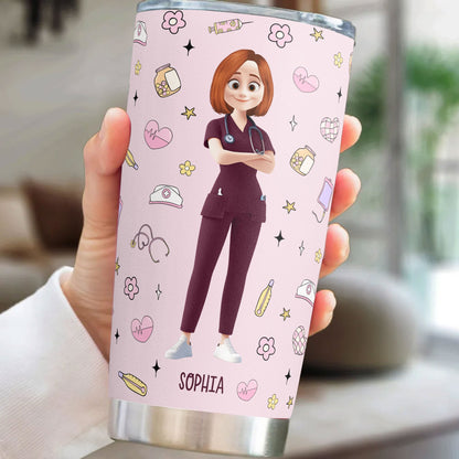 Hearts Nurse Inflated Print - Personalized Tumbler Cup