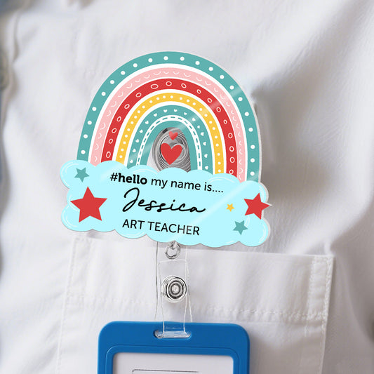 Hello My Name Is....Gift For Teacher - Personalized Acrylic Badge Reel
