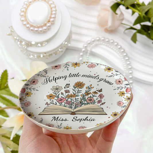 Helping Little Minds Grow Teacher Appreciation Gift - Personalized Jewelry Dish
