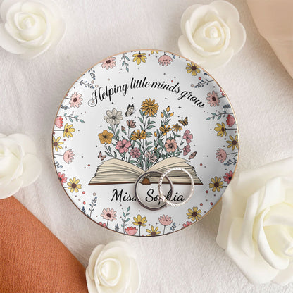 Helping Little Minds Grow Teacher Appreciation Gift - Personalized Jewelry Dish