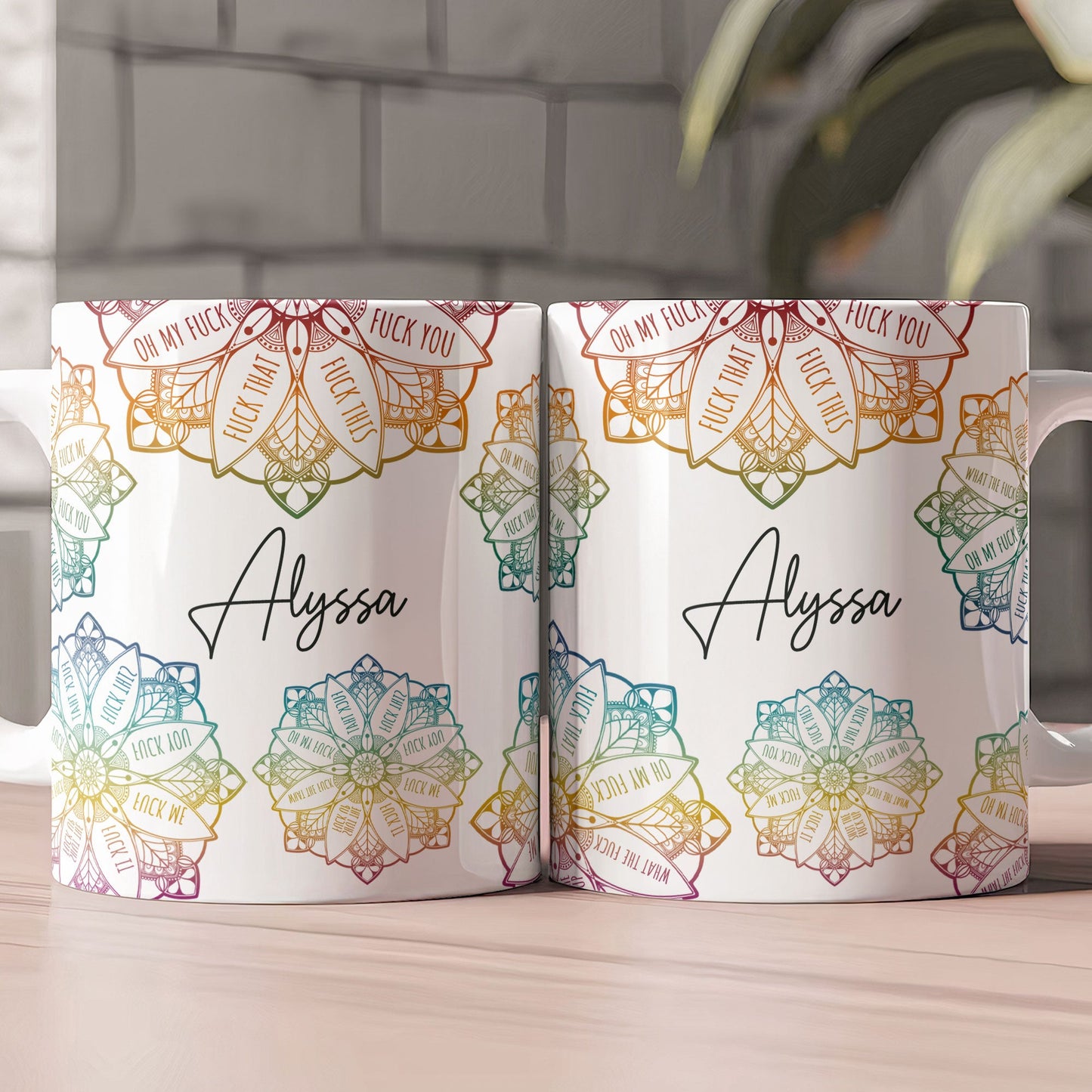 Hidden Swear Words Affirmations Mandala - Personalized Mug