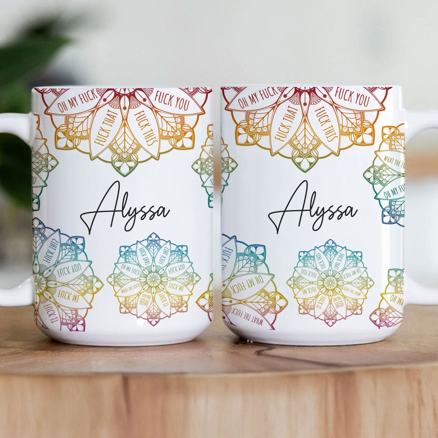 Hidden Swear Words Affirmations Mandala - Personalized Mug