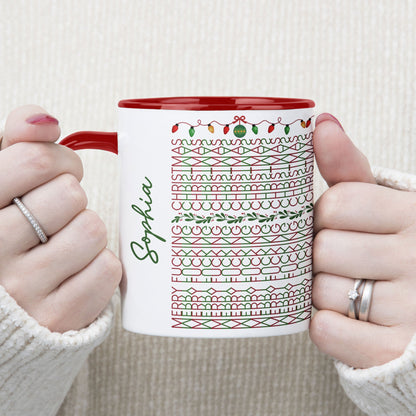Hidden Swear Words Naughty Christmas For Coworkers, Boss, Friends - Personalized Accent Mug
