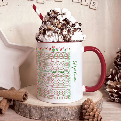 Hidden Swear Words Naughty Christmas For Coworkers, Boss, Friends - Personalized Accent Mug