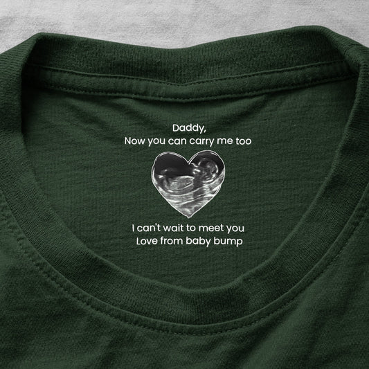 Father's Day Gifts, Hidden Message Neck Tag Shirt I Can't Wait To Meet You Father's Day Gift For Him - Personalized Shirt