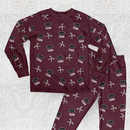 Hockey Custom Name - Personalized Pajama Set