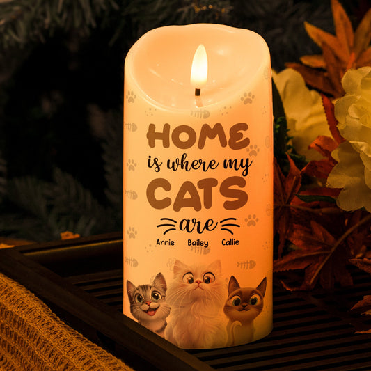 Home Is Where My Cats Are - Personalized LED Candle