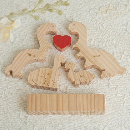 Home Is Where We Are Together Dinosaur Family Puzzle - Personalized Wooden Family Puzzle