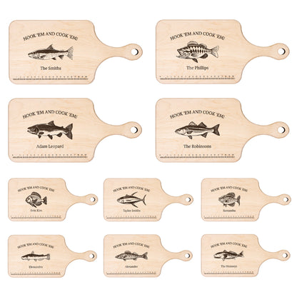 Hook 'Em And Cook 'Em - Personalized Cutting Board