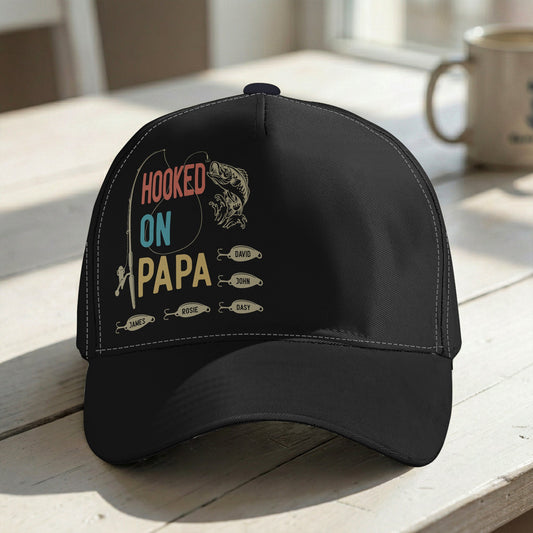 Father's Day Gifts, Hooked On Papa, Dad - Personalized Cap
