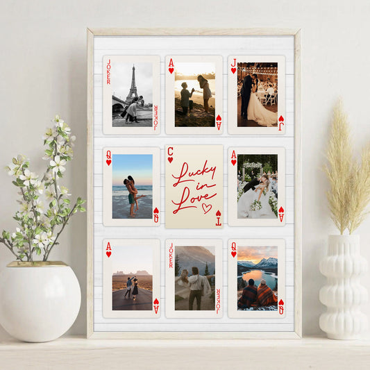 How Lucky Are We Playing Card Couple Custom Romantic Photo - Personalized Photo Poster
