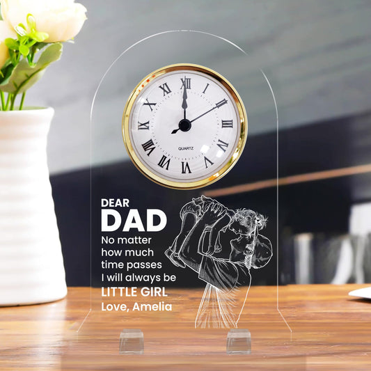 Father's Day Gifts, How Much Time Passes, I Will Always Be Your Little Girl, Boy - Personalized Desk Clock