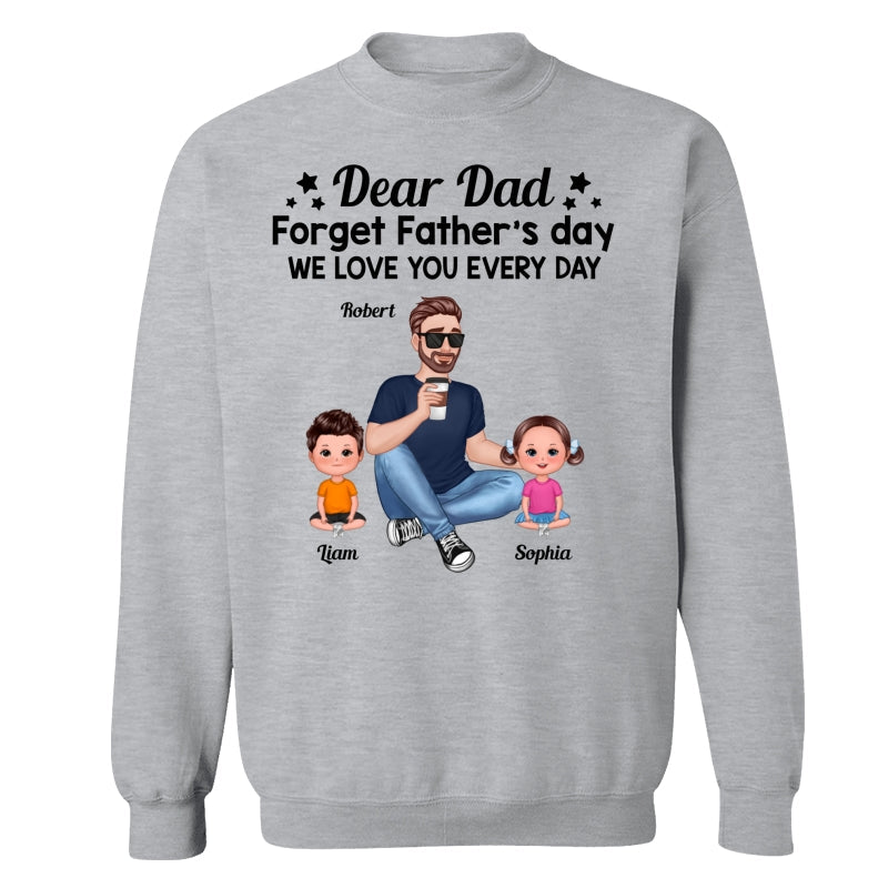 Forget Father‘s Day Cartoon Dad Sitting With Doll Kids Personalized Shirt