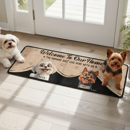 Human Just Live Here With Us - Personalized Runner Rug