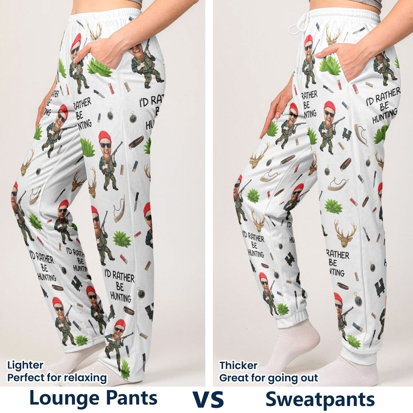 Hunting Funny Gift For Men - Personalized Photo Sweatpants, Lounge Pants With Pockets