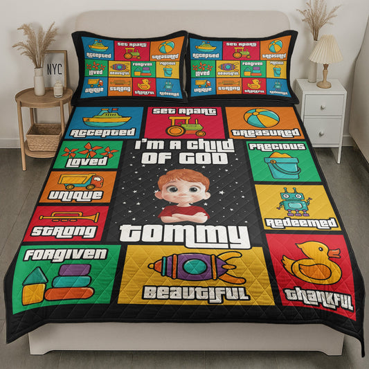 I Am A Child Of God Colorful Letter - Custom Quilt Set
