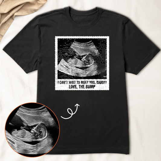 Father's Day Gifts, I Can't Wait To Meet You Surprising Gift For Dad To Be - Personalized Photo Sequin Shirt