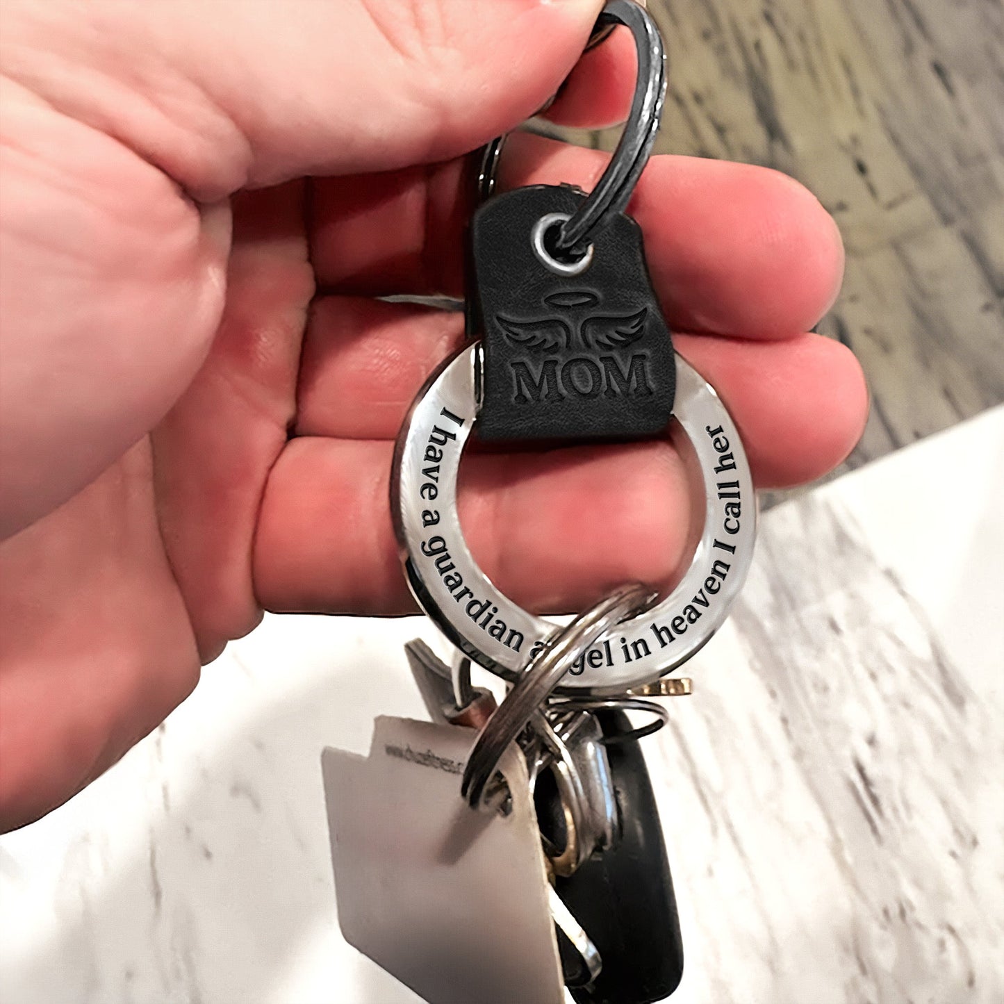 I Have A Guardian Angel In Heaven - Personalized Coordinates Keychain