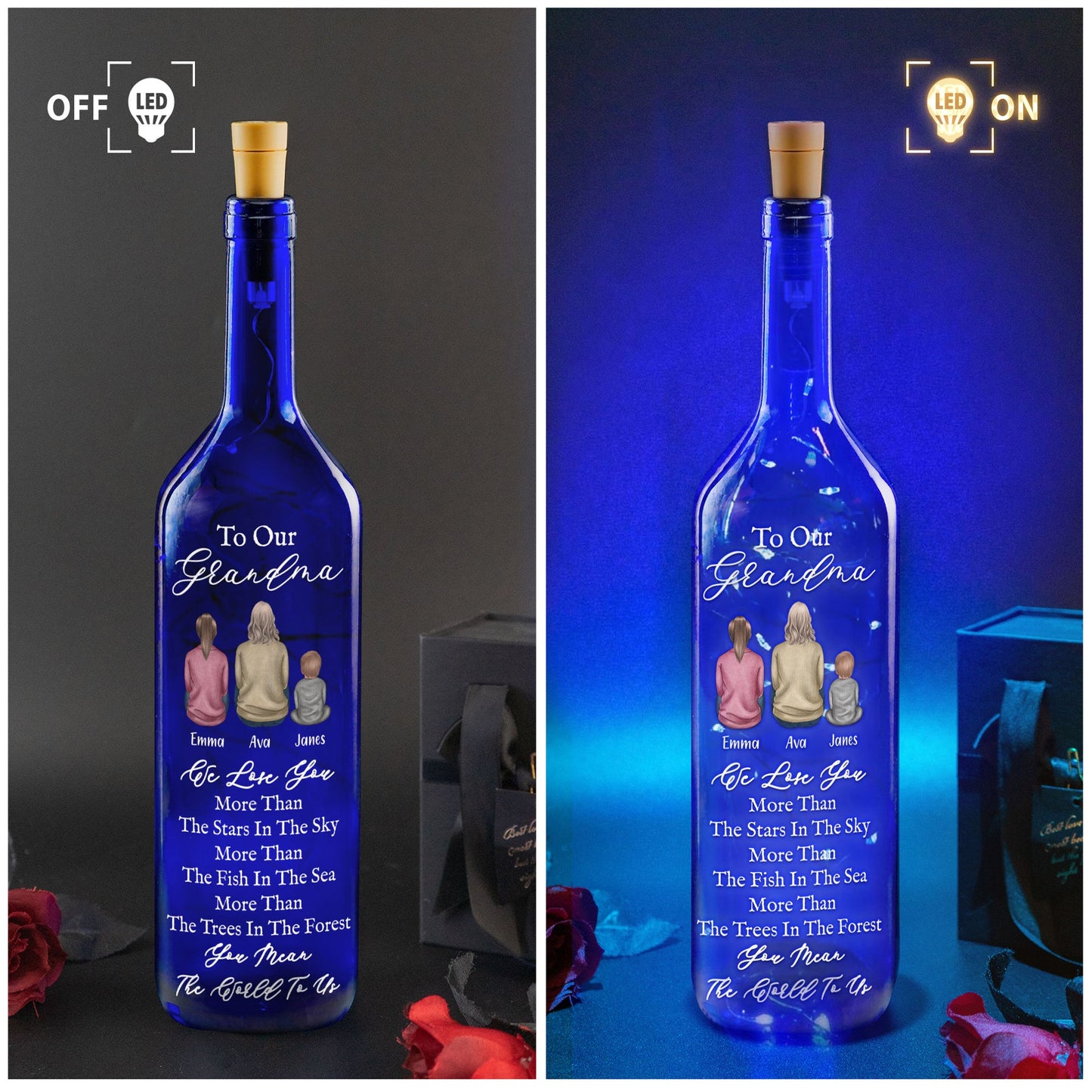I Love You More Than The Stars In The Sky - Personalized Blue Bottle Lamp