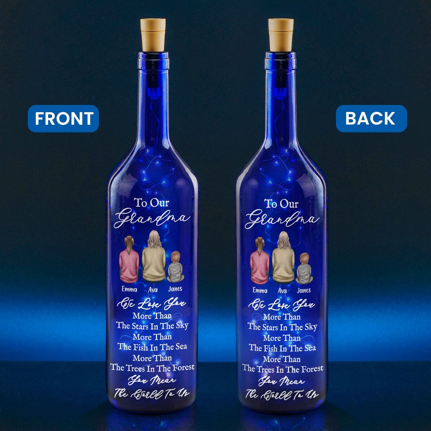 I Love You More Than The Stars In The Sky - Personalized Blue Bottle Lamp