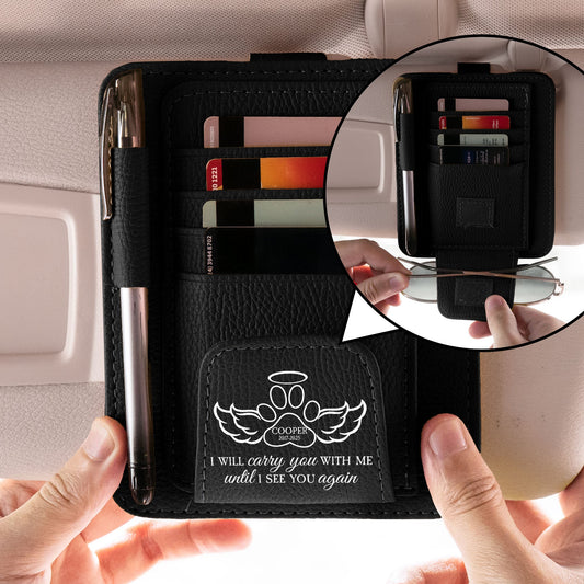 I Will Carry You With Me - Personalized Leather Car Visor Organizer