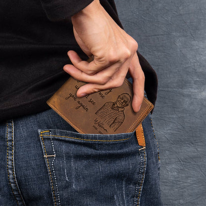 I Will Carry You With Me Until I See You Again Memorial - Personalized Photo Leather Wallet