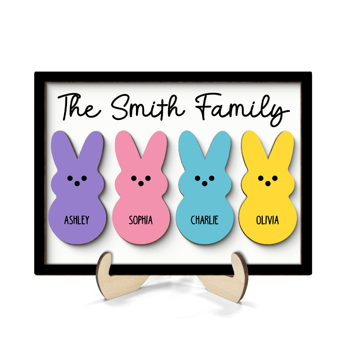 Family Easter Personalized 2-Layer Wooden Plaque