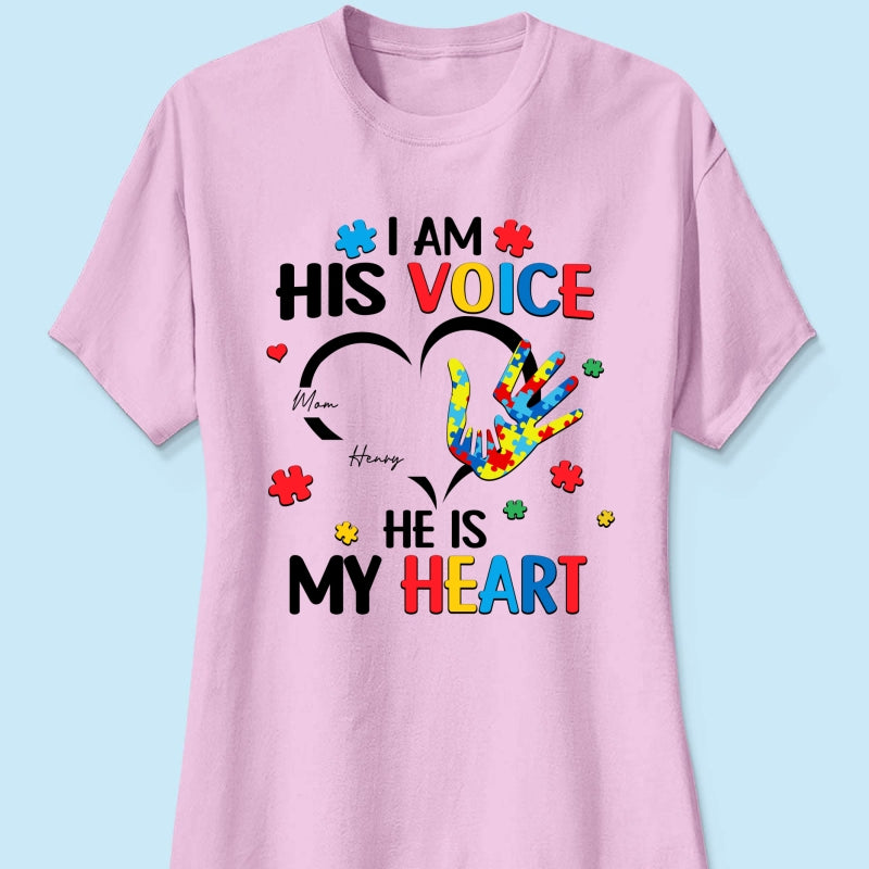 I'm His Voice He's My Heart Autism - Personalized Shirt - Autism Awareness