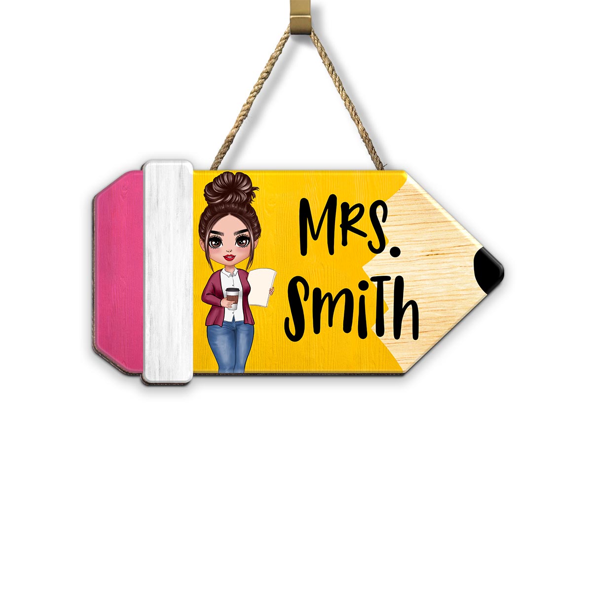 Teacher Pencil Personalized Wood Sign, Gift For Teacher, Teacher Classroom Decor