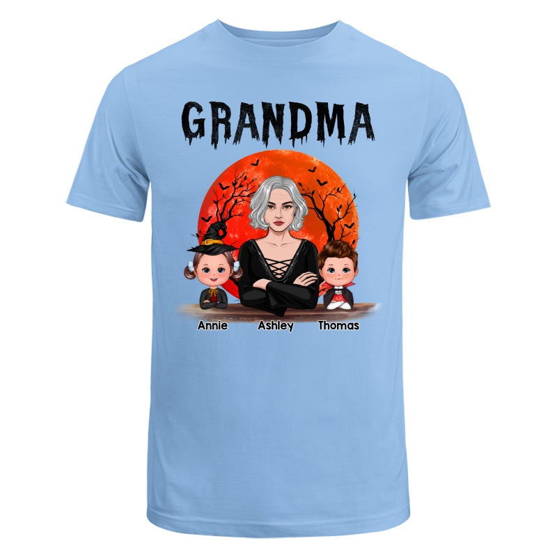 Grandma Mom Witch With GrandKids Halloween Woman Vector Personalized Shirt