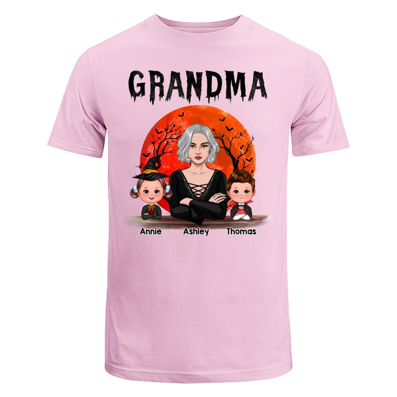 Grandma Mom Witch With GrandKids Halloween Woman Vector Personalized Shirt