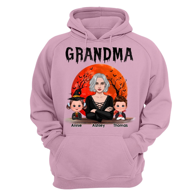 Grandma Mom Witch With GrandKids Halloween Woman Vector Personalized Shirt