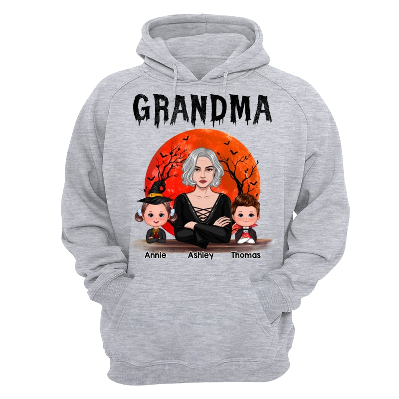 Grandma Mom Witch With GrandKids Halloween Woman Vector Personalized Shirt
